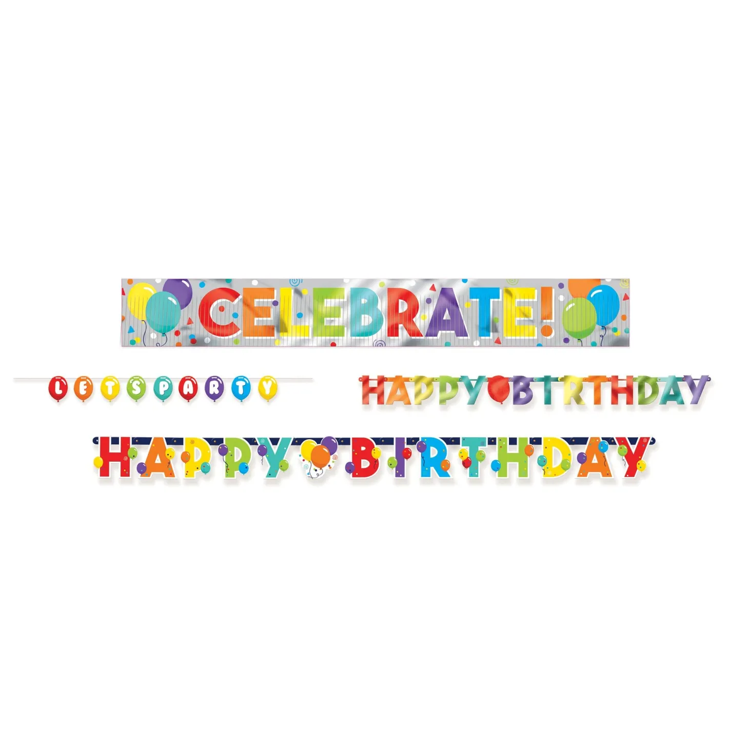 Balloon Birthday Celebration Banner Decorating Kit, 4pc