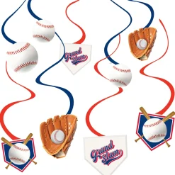 Baseball Swirl Decorations, 12ct