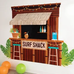 Beach Life Surf Shack 3D Plastic & Raffia Scene Setter, 8.4ft x 5.4ft