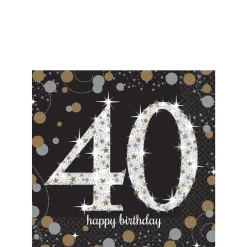 Birthday Beverage Napkins 16ct - Sparkling Celebration, Ages