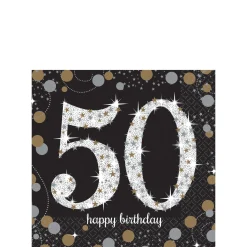 Birthday Beverage Napkins 16ct - Sparkling Celebration, Ages