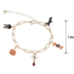 Black Cat, Pumpkin & Mystical Eye Charm Bracelet