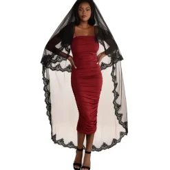 Black Chapel-Length Double Lace Veil