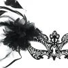 Black Filigree Feather Masquerade Mask
