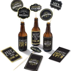 Black & Gold Better With Age Birthday Bottle Centerpiece Kit, 12pc