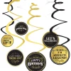 Black & Gold Better With Age Birthday Cardstock Swirl Decorations, 12ct