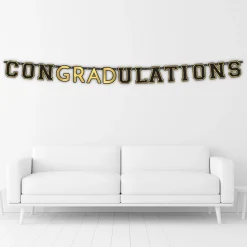 Black & Gold ConGRADulations Graduation Letter Banner, 10.85ft