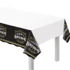 Black & Gold Happy Birthday Plastic Table Cover, 54in x 102in - Better With Age