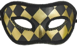 Black & Gold Harlequin Masquerade Mask