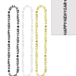 Black, Gold & Silver Happy New Year Bead Necklaces 3ct