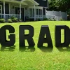 Black GRAD Giant Letter Yard Signs, 27in, 4ct