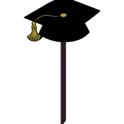 Black Graduation Cap Plastic Yard Sign, 13.6in x 29.75in