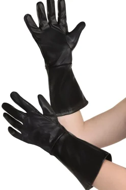 Black Long Leather Gloves for Kids