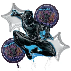 Black Panther Foil Balloon Bouquet, 5pc