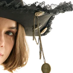 Black Pirate Hat with Chains