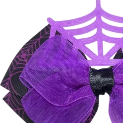 Black & Purple Spiderweb Hair Bow Clips, 2ct