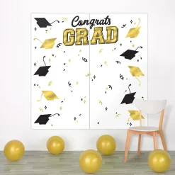 Black, Silver and Gold Graduation Scene Setter, 65in x 65in