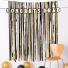 Black, Silver, & Gold Congrats Graduation Fringe Curtain Backdrop Kit, 4ft x 6ft, 2pc