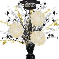 Black, Silver & Gold Congrats Grad Spray Centerpiece, 18in