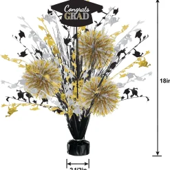 Black, Silver & Gold Congrats Grad Spray Centerpiece, 18in