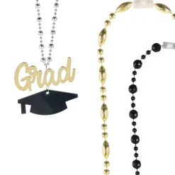 Black, Silver, & Gold Graduation Layered Bead Necklace, 20in