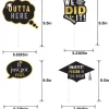 Black, Silver & Gold Graduation Photo Props, 13pc
