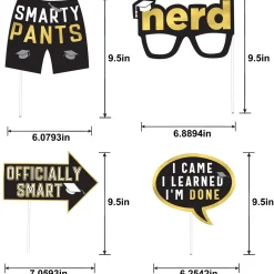 Black, Silver & Gold Graduation Photo Props, 13pc