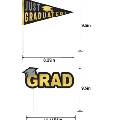 Black, Silver & Gold Graduation Photo Props, 13pc
