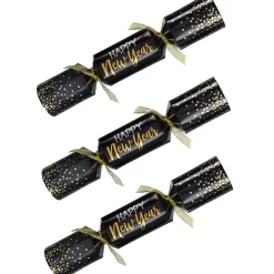 Black, Silver, & Gold New Year's Crackers, 8ct