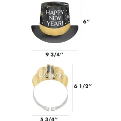Black, Silver, Gold New Year's Eve Party Kit, Multiple Counts