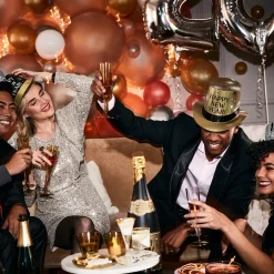 Black, Silver, Gold New Year's Eve Party Kit, Multiple Counts