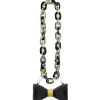 Black, Silver, & Gold New Year's Eve Bowtie Pendant Chain Necklace
