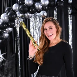 Black, Silver & Gold New Year's Eve Blowouts, 17in, 2ct