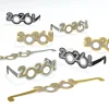 Black, Silver, & Gold 2026 NYE Glitter Glasses, 8ct
