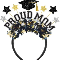 Black, Silver, & Gold Proud Mom Graduation Headband