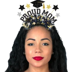 Black, Silver, & Gold Proud Mom Graduation Headband