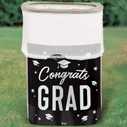 Black & White Congrats Graduation Pop-Up Trash Bin