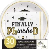 Black, White, & Gold PhD Graduation Lunch Plates (9in) & Lunch Napkins (6.5in) for 30 Guests