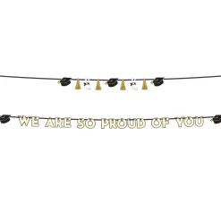 Black, White, & Gold Proud of You Graduation Banner Set, 12ft, 2pc