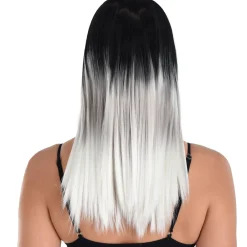 Black & White Ombre Wig with Bangs