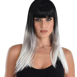 Black & White Ombre Wig with Bangs