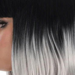 Black & White Ombre Wig with Bangs