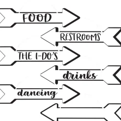 Black & White Wedding Arrow Signs 6ct