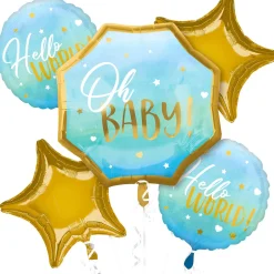 Blue Baby Boy Baby Shower Foil Balloon Bouquet, 5pc