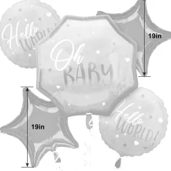 Blue Baby Boy Baby Shower Foil Balloon Bouquet, 5pc