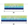 Blue & Green Happy Birthday Fringe Banner Set, 4pc - Modern Birthday