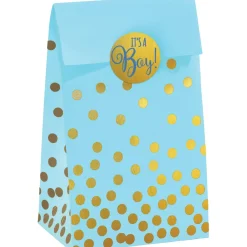 Blue & Metallic Gold Dots It's a Boy Baby Shower Treat Bags, 20ct