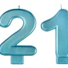 Blue Number 21 Birthday Candles, 2pc