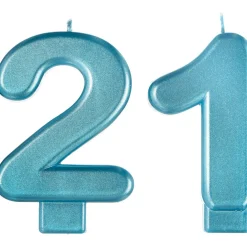 Blue Number 21 Birthday Candles, 2pc