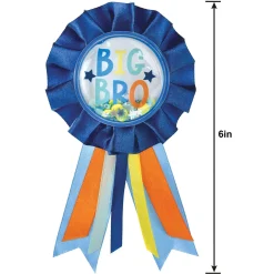 Blue, Orange & Yellow Big Bro Confetti Shake Baby Shower Award Ribbon
